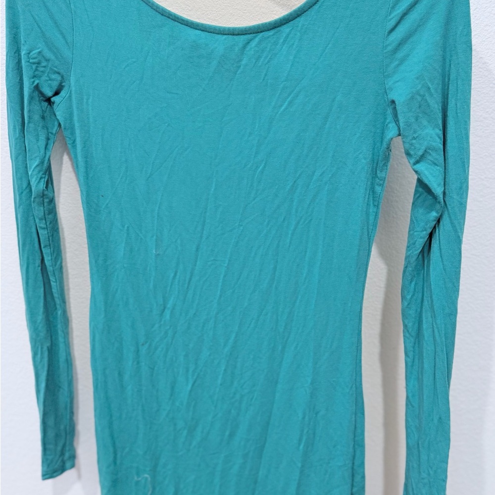 Women’s Long Sleeve Scoop Neck Dress- Teal